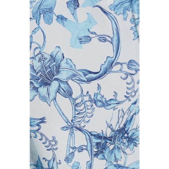 ALICE + OLIVIA Julius Tie Neck Blouson Sleeve Stretch Silk Top - Picture 5 of 7